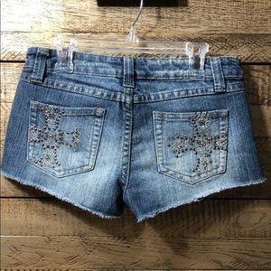 Denim embellished shorts 1/2